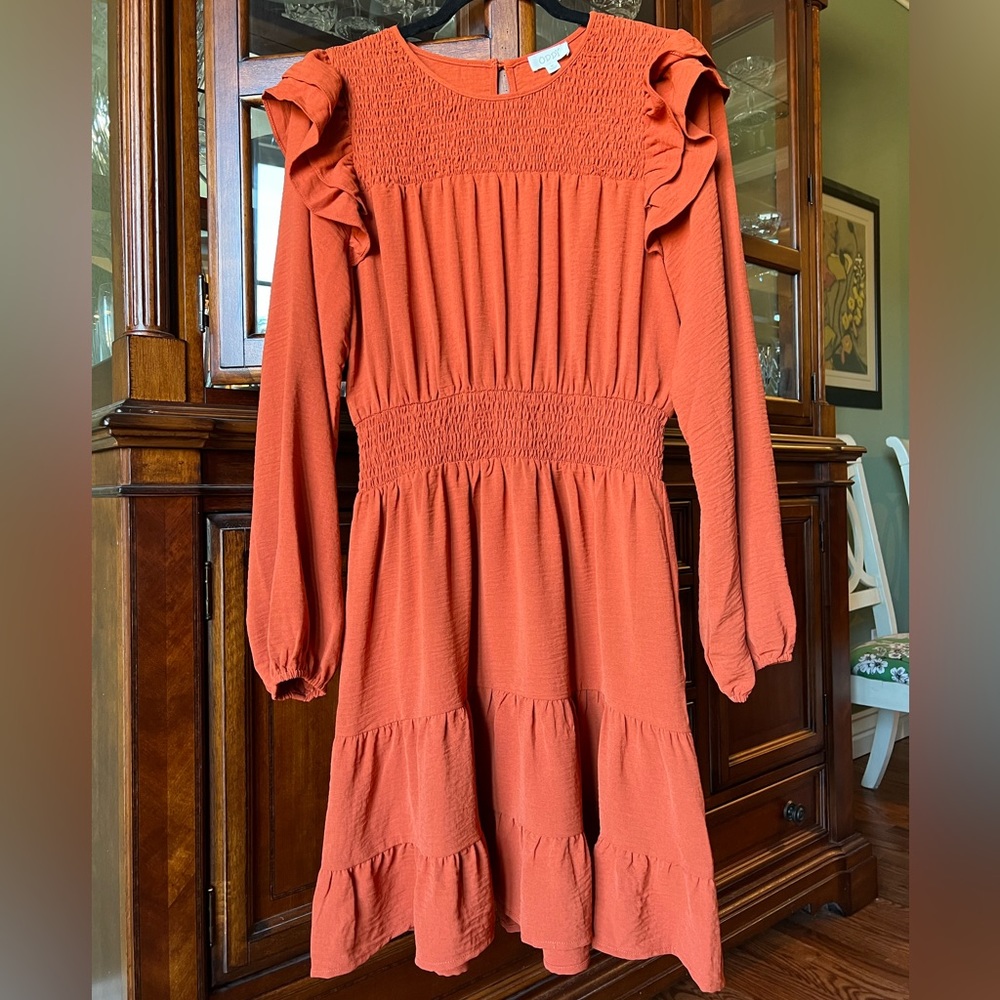 Darling dress burnt orange smocked waist